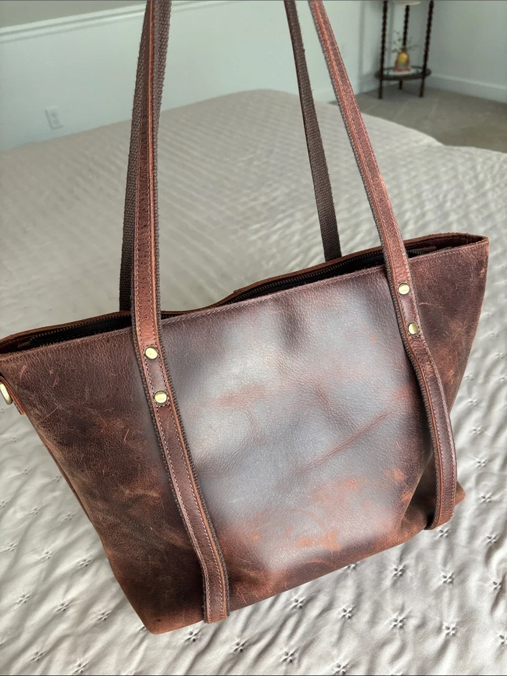Classic Brown Leather Tote Bag